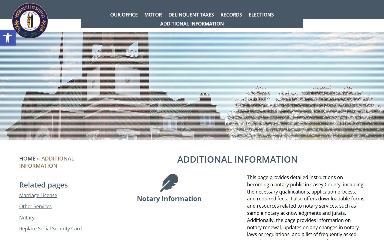 Casey County Circuit Court Clerk records county clerk additional information distinction