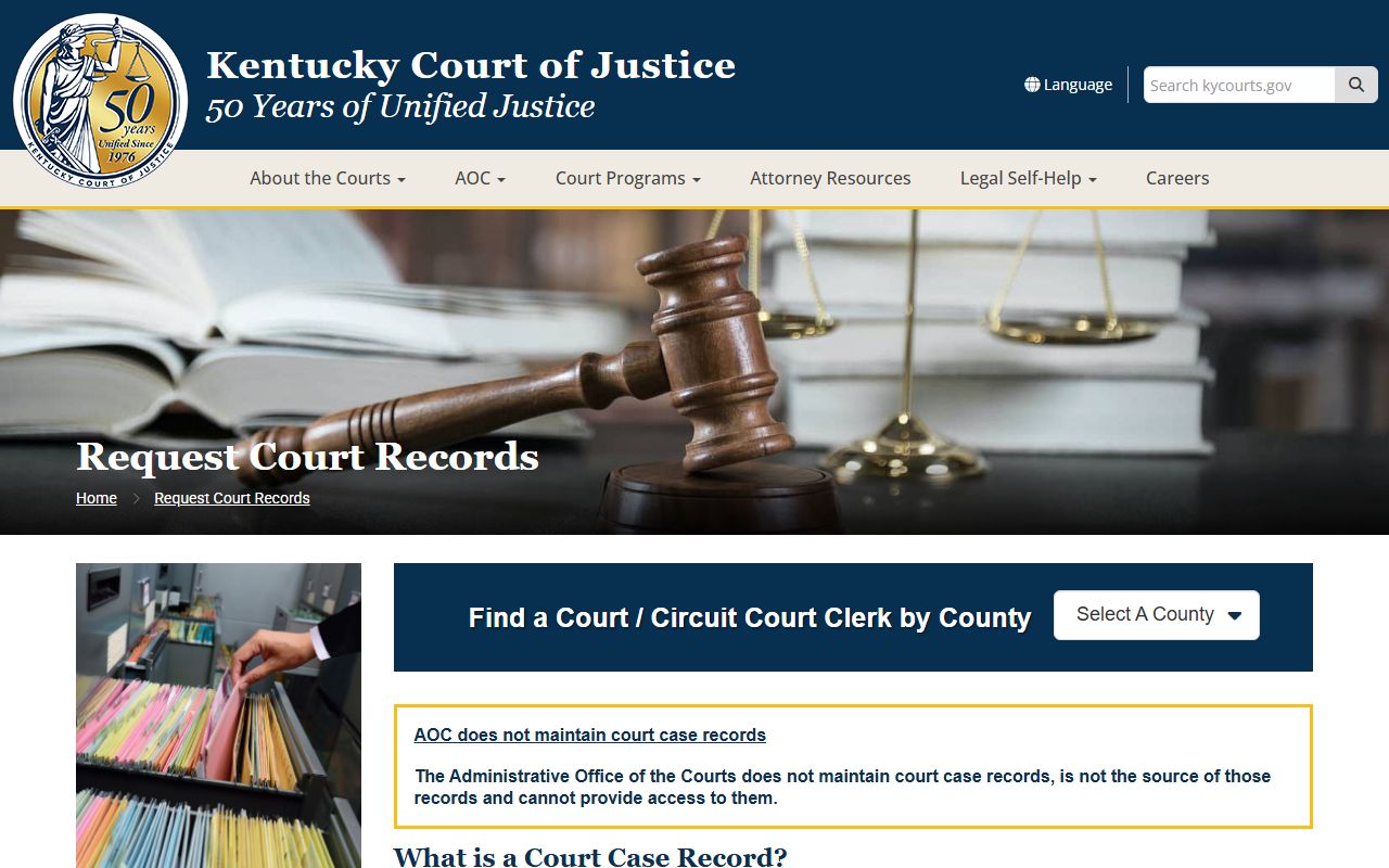 Casey County court dockets KCOJ records request page