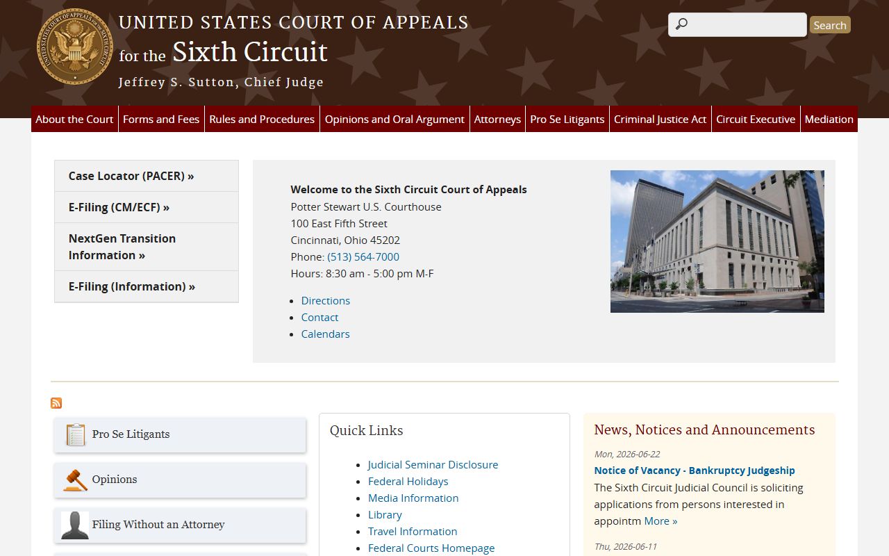 Casey County court dockets federal appellate distinction