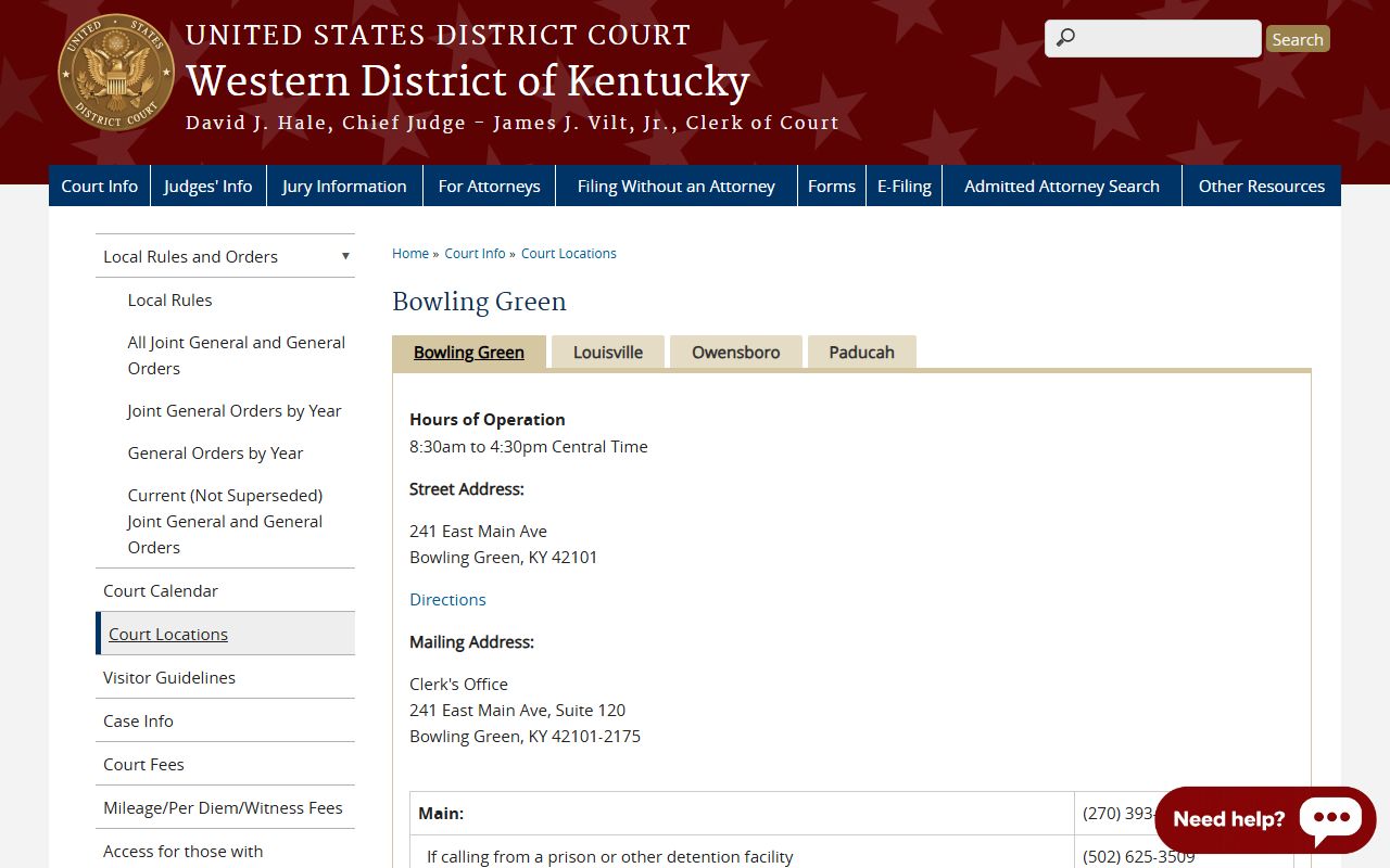Casey County court records Bowling Green federal courthouse reference