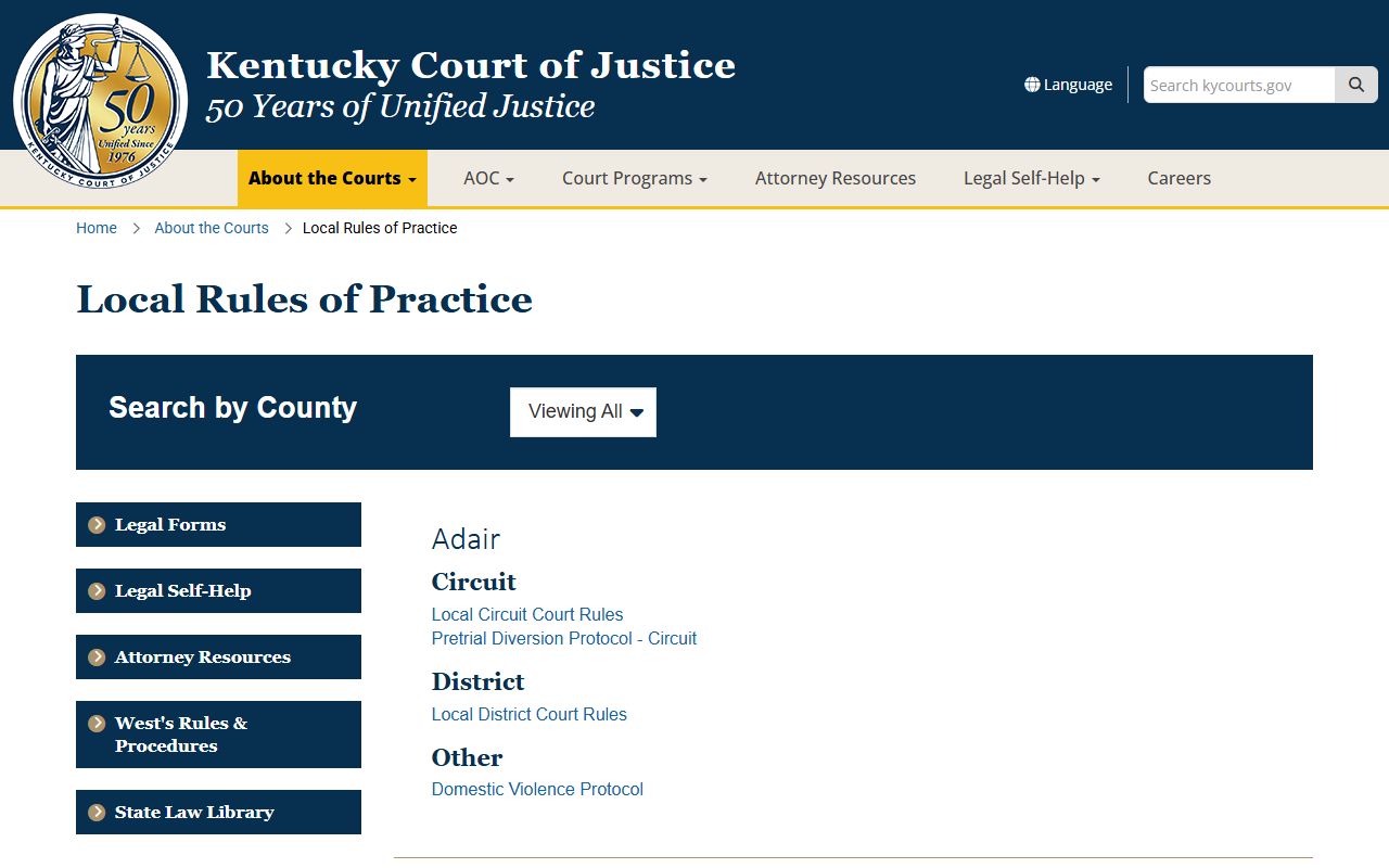 Casey County Circuit Court records KCOJ local rules lookup