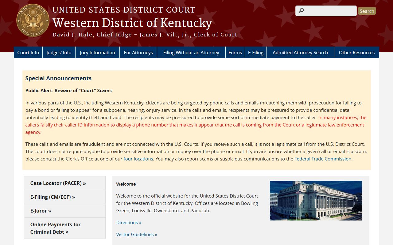Casey County Circuit Court records Western District of Kentucky federal court distinction