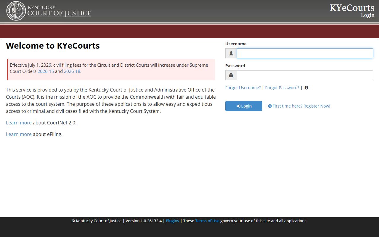 Casey County court records KYeCourts login access