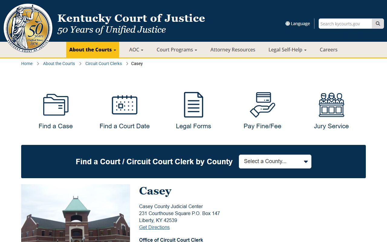 Casey County court records official Kentucky Court of Justice page