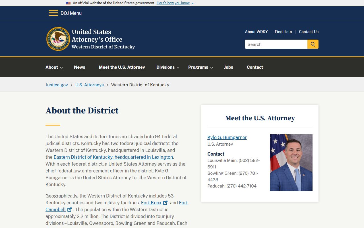 Casey County inmate records Western District of Kentucky federal source context